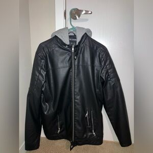 Black Men's Jacket with Gray Hood